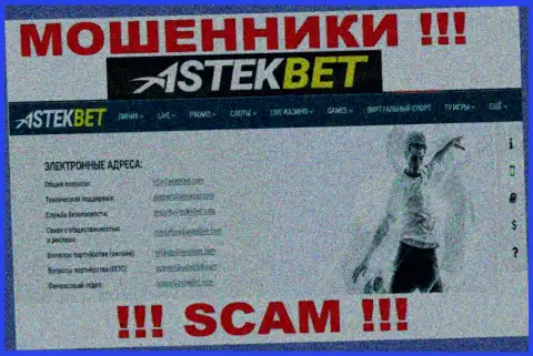 Не контактируйте с мошенниками AstekBet через их е-мейл, предоставленный у них на сервисе - оставят без денег