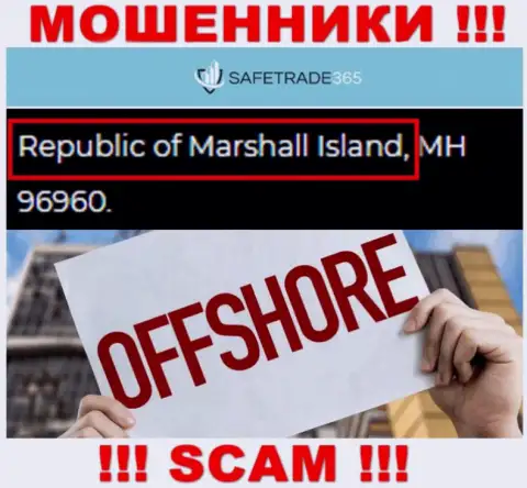 Маршалловы острова - офшорное место регистрации кидал SafeTrade365, показанное у них на сайте