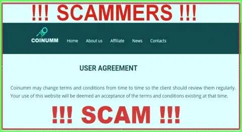 Coinumm Thieves can change their client agreement at any time