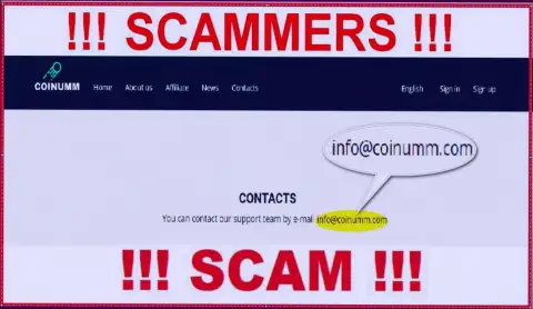 Coinumm scammers email address