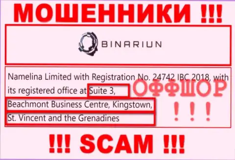 Работать с организацией Binariun не советуем - их оффшорный официальный адрес - Suite 3, Beachmont Business Centre, Kingstown, St. Vincent and the Grenadines (инфа взята с их информационного ресурса)