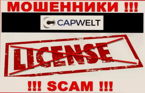 Совместное взаимодействие с интернет-махинаторами CapWelt не приносит прибыли, у указанных разводил даже нет лицензии на осуществление деятельности