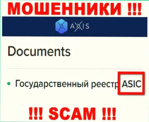 Организация Axis Fund, как и орган, покрывающий их деятельность (ASIC) - это мошенники