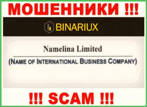Бинариукс - это мошенники, а руководит ими Namelina Limited