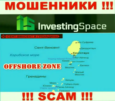 Investing Space зарегистрированы на территории - St. Vincent and the Grenadines, остерегайтесь работы с ними