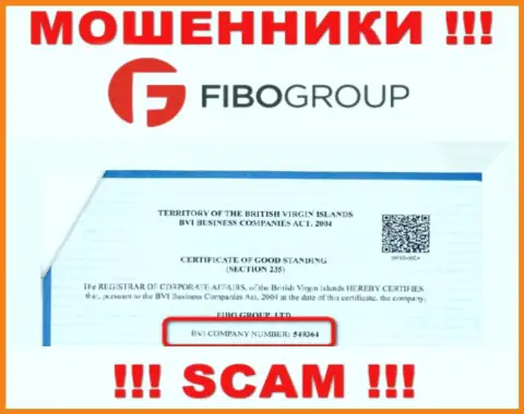 Регистрационный номер жульнической компании FIBOGroup - 549364