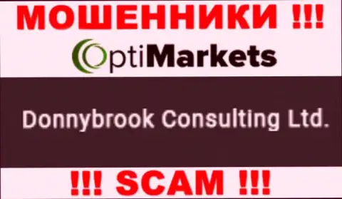 Жулики OptiMarket сообщают, что именно Donnybrook Consulting Ltd управляет их лохотронным проектом