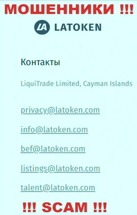 Электронная почта жуликов Латокен, предложенная у них на веб-портале, не стоит связываться, все равно оставят без денег