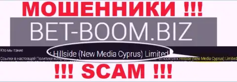 Юридическим лицом, управляющим мошенниками Bet-Boom Biz, является Хиллсиде (Нью Медиа Кипр) Лтд