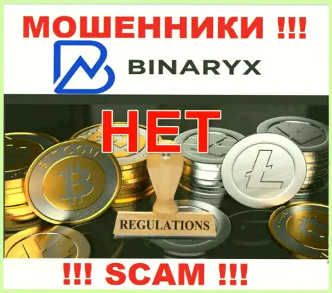 На информационном ресурсе кидал Binaryx Com нет информации о их регуляторе - его просто-напросто нет