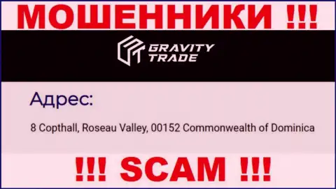 IBC 00018 8 Copthall, Roseau Valley, 00152 Commonwealth of Dominica - это офшорный официальный адрес Gravity Trade, представленный на сайте данных мошенников