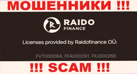 На сайте кидал Raidofinance OÜ расположен этот номер лицензии