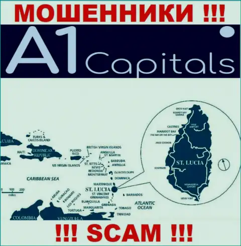 St. Lucia - место регистрации организации A1 Capitals, которое находится в офшорной зоне