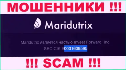 Рег. номер Maridutrix Com, который показан мошенниками на их информационном сервисе: 0001609595