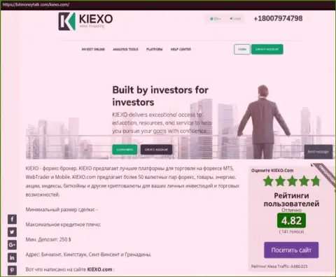 Рейтинг ФОРЕКС дилинговой организации KIEXO, представленный на информационном портале BitMoneyTalk Com