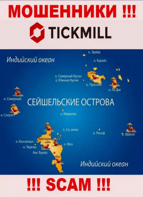 С компанией Tickmill не стоит сотрудничать, адрес регистрации на территории Seychelles