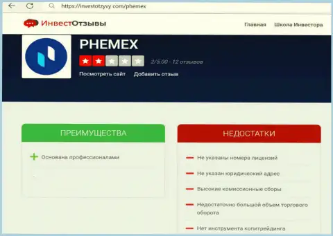 PhemEX - это МОШЕННИКИ !!! Условия для совместного трейдинга, как ловушка для доверчивых людей - обзор