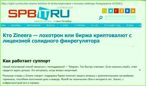 О службе техподдержки биржевой организации Zinnera публикации на web-сервисе spbit ru
