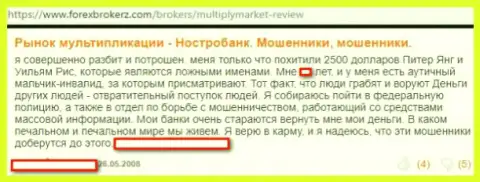 Перевод на русский язык отзыва биржевого трейдера на ворюг Multiplymarket LTD